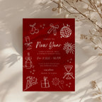 New Years Eve masquerade party invitation with red design for a glamorous celebration