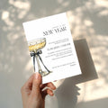 New Years Eve pajama party invitation with cozy whimsical design for a relaxed celebration