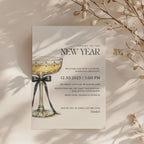 New Years Eve pajama party invitation with cozy whimsical design for a relaxed celebration