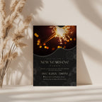 New Years Eve party invitation with retro sparkler photo design for a dance party celebration