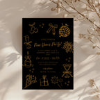 New Years party invitation with elegant black and gold fireworks design for a countdown celebration