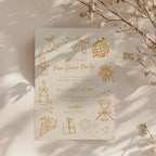 New Years party invitation with elegant gold champagne line art design for a countdown celebration